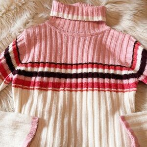 Y2K vintage pink sparkle turtleneck sweater by derek heart